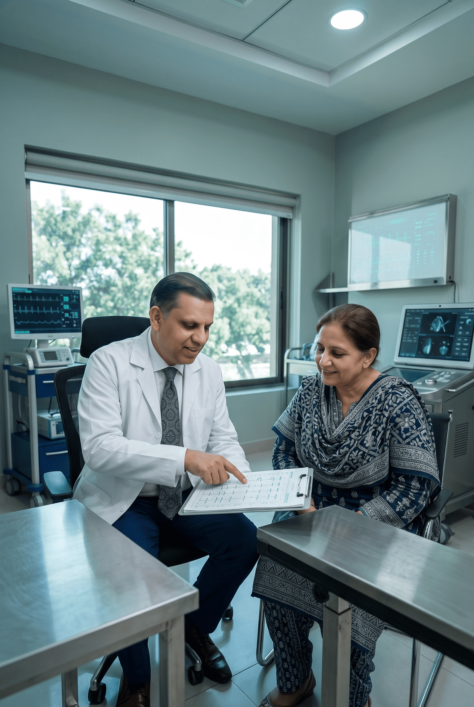 Dr. Athar Hameed consulting with a patient